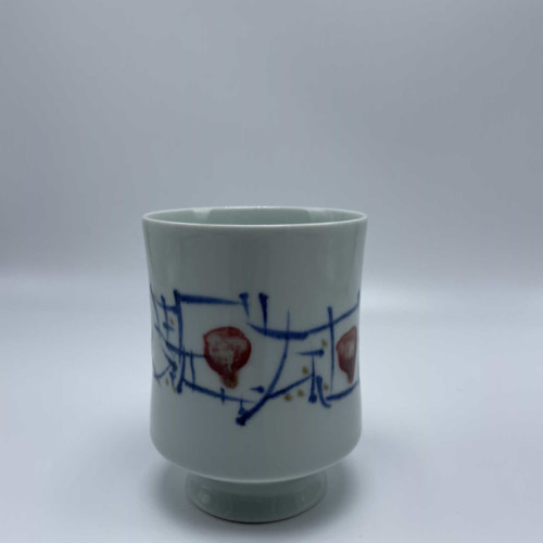 Teebecher, Jingdezhen Porzellan, roter und blauer Dekor